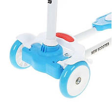 Самокат дитячий розсувний 4 колеса Scooter New 25-1 блакитний, фото 3