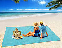 Большой сетчатый пляжный коврик Retoo S045 Голубой 200х200 см