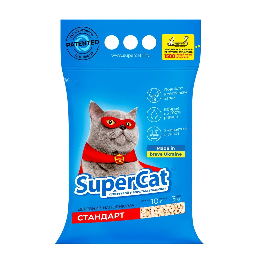 Наповнювач деревний SuperCat Стандарт, 3 кг