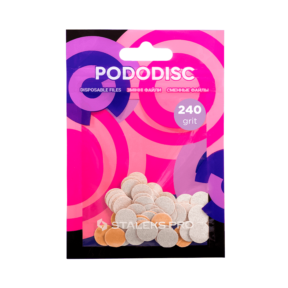 Змінні файли для педикюрного диска Pododisc Staleks Pro XS 240 Грат 50 шт білі, фото 1