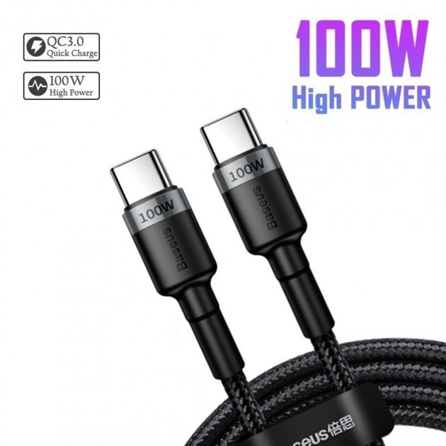 Кабель Type-C to Type-C Baseus, 1m, 100W, Black