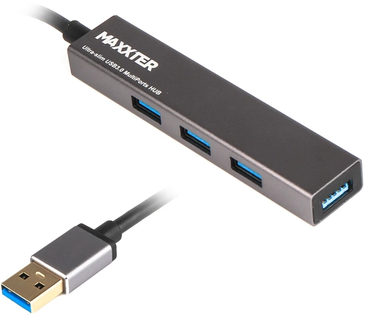 Концентратор usb-hub Maxxter 4хUSB3.0 Silver