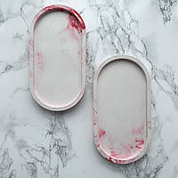 Гіпсова підставка овальна рожевий мармур