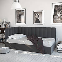 Кровать угловая подиум односпальная с высоким мягким изголовьем Бакарди Sentenzo