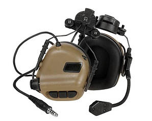 Навушники активні тактичні з мікрофоном Earmor M32H MOD3 Койот коричневі (M32H-MOD3-FG)
