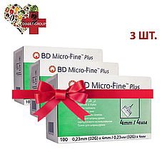 Голки для шприц-ручок BD Micro-Fine+ "МікроФайн" 4 мм 100 шт. 3 паковання