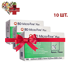 Голки для шприц-ручок BD Micro-Fine+ "МікроФайн" 4 мм 100 шт. 10 паковань