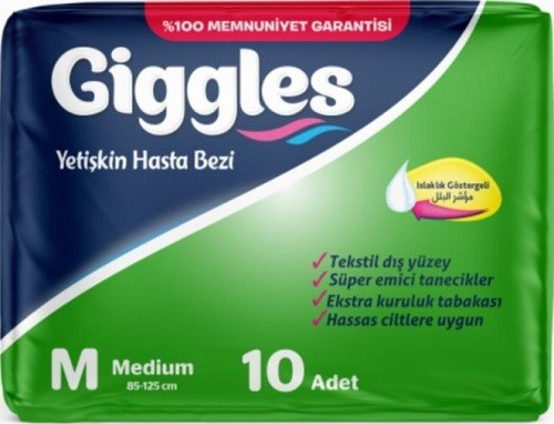 Підгузки для дорослих Giggles Medium 6 крапель 85-125 см. (10 шт.)