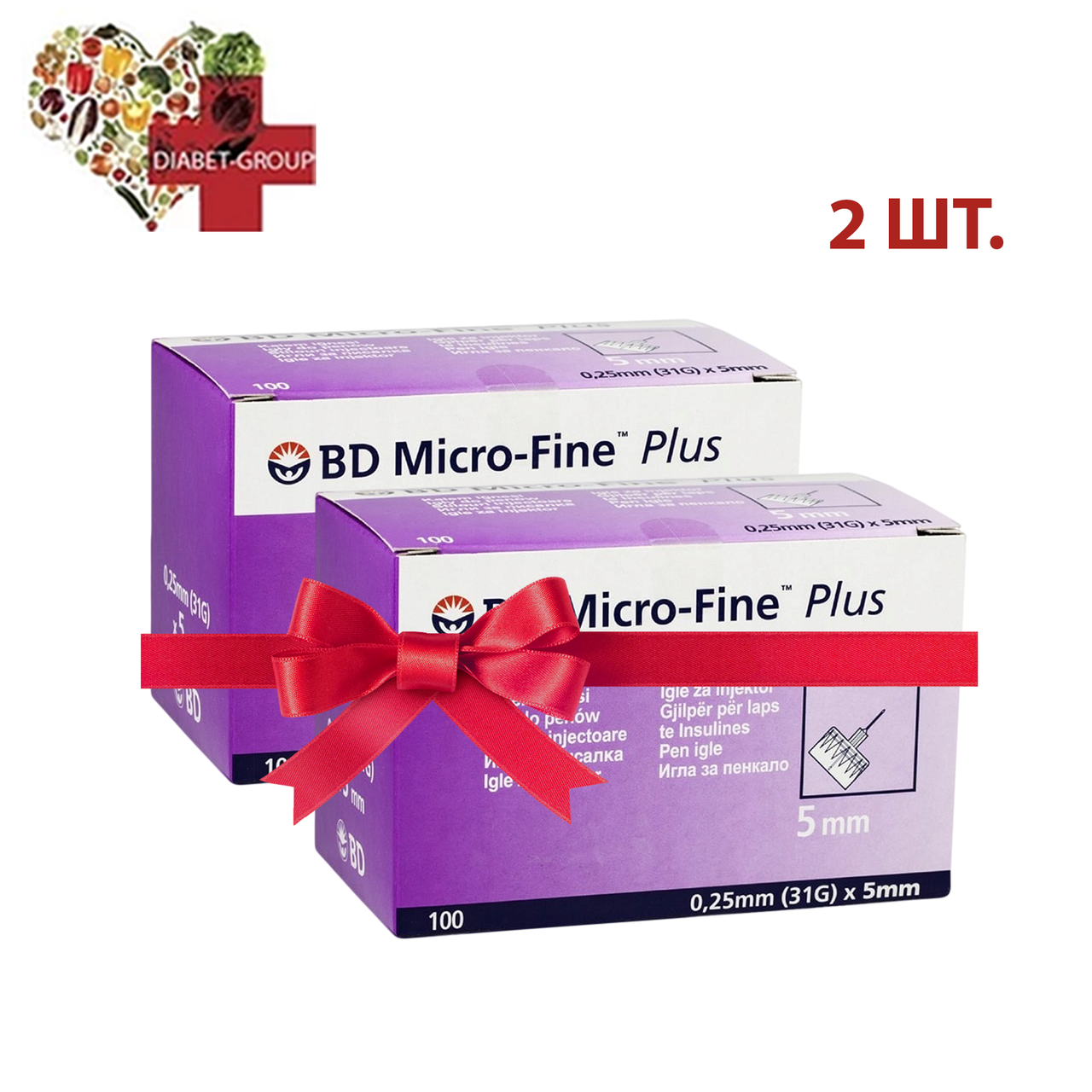 Голки для шприц-ручок BD Micro-Fine+ "МікроФайн" 5 мм 100 шт. 2 паковання