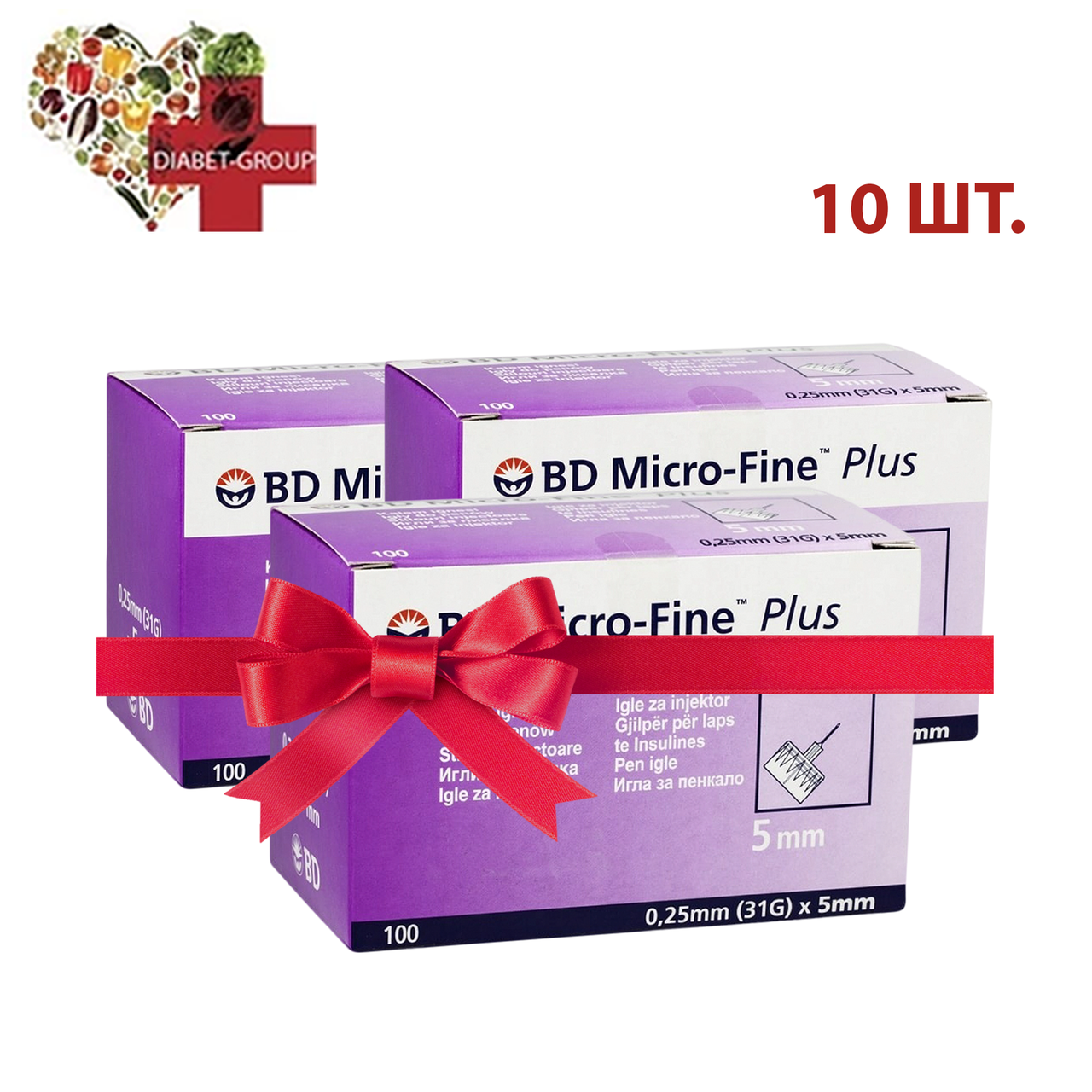 Голки для шприц-ручок BD Micro-Fine+ "МікроФайн" 5 мм 100 шт. 10 паковань