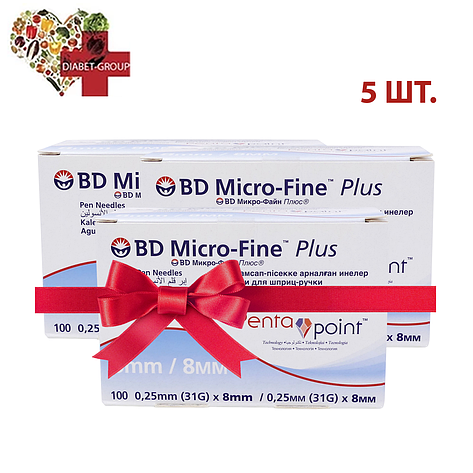 Голки для шприц-ручок BD Micro-Fine+ "МікроФайн" 8 мм 100 шт. (5 упаковок), фото 1