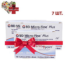 Голки для шприц-ручок BD Micro-Fine+ "МікроФайн" 8 мм 100 шт. (7 упаковок)