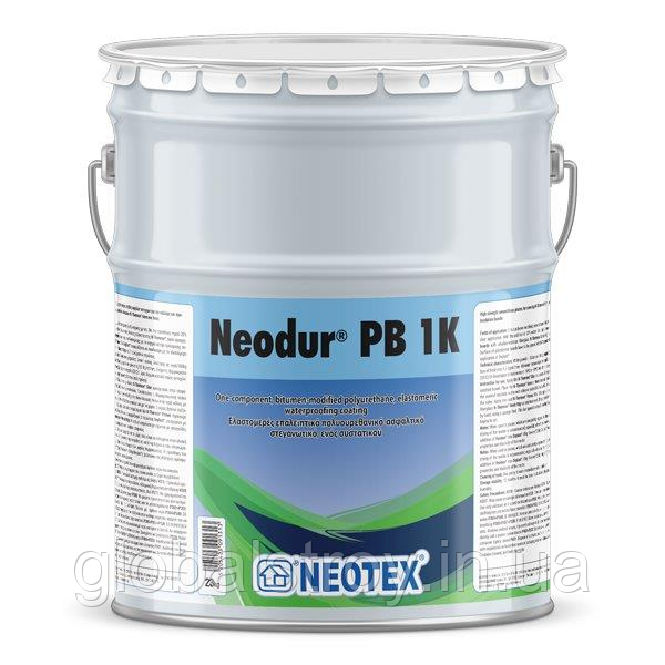 Гідроізоляція фундаментів поліуретан бітумна еластична Neotex Neodur PB 1K упаковка 23 кг, фото 1