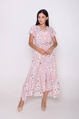 Жіноча сукня літня XS - 2XL рожевий+білий