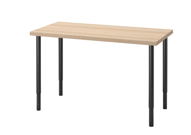 LAGKAPTEN / OLOV Письмовий стіл, дуб білий/чорний,120х60 см, 794.169.06