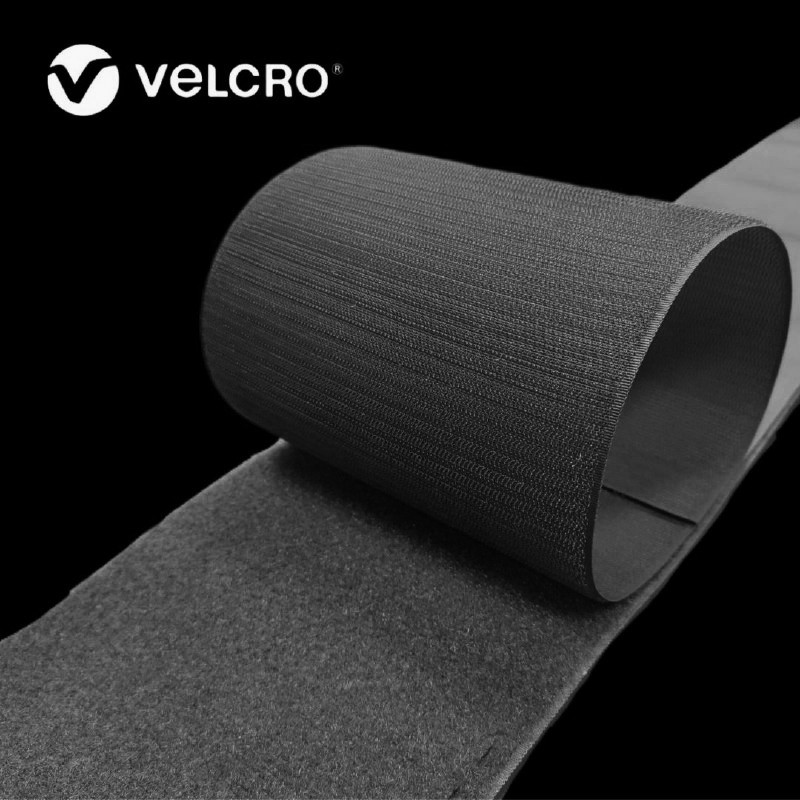 Липучка контактна Velcro 100 мм Оригінал колір чорний Black (3C0) стрічка-гачки та стрічка-петлі комплект loop/hook, фото 1