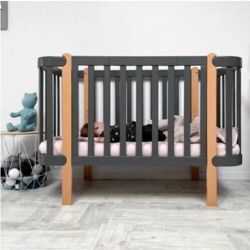 Ліжечко Верес ЛД5 Монако темно - сірий, буковий / без ящика і колес