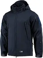 M-Tac Тактическая куртка с капюшоном на флисовой подкладке - Водонепроницаемая размер L, цвет Navy Blue