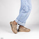 Шкіряні жіночі кросівки темно-бежевого кольору, фото 8