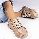 Шкіряні жіночі кросівки темно-бежевого кольору, фото 9