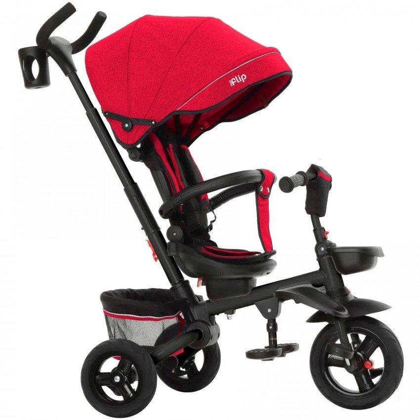 Велосипед триколісний з батьківською ручкою TILLY FLIP T-390/1, складається, поворотне сидіння, червоний