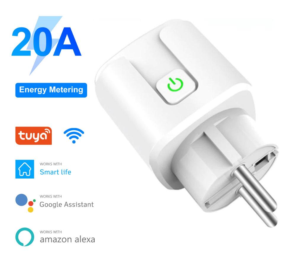 Розумна Wi-Fi розетка 20А з моніторингом електроенергії, енергометром Tuya Smart Life з лічильником електроенергії