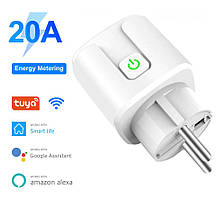 Wi-Fi розетка 20А з моніторингом електроенергії, енергометром Tuya Smart Life з лічильником електроенергії