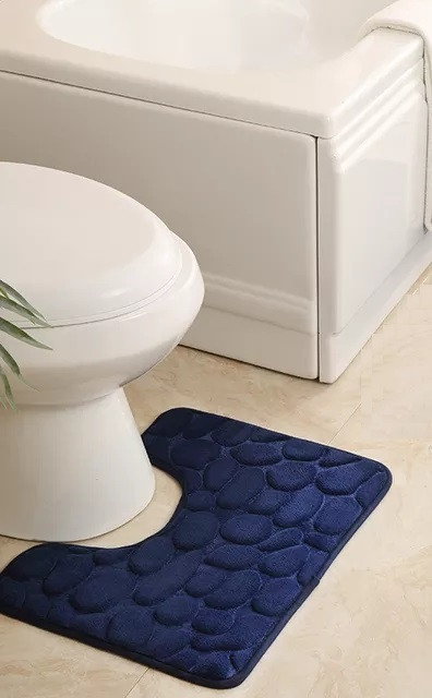 Коврик для ванной и туалета YourFind Stonе PREMIUM 60х50 стильный, антискользящий, водопоглощающий Синий - фото 1 - id-p1815471706