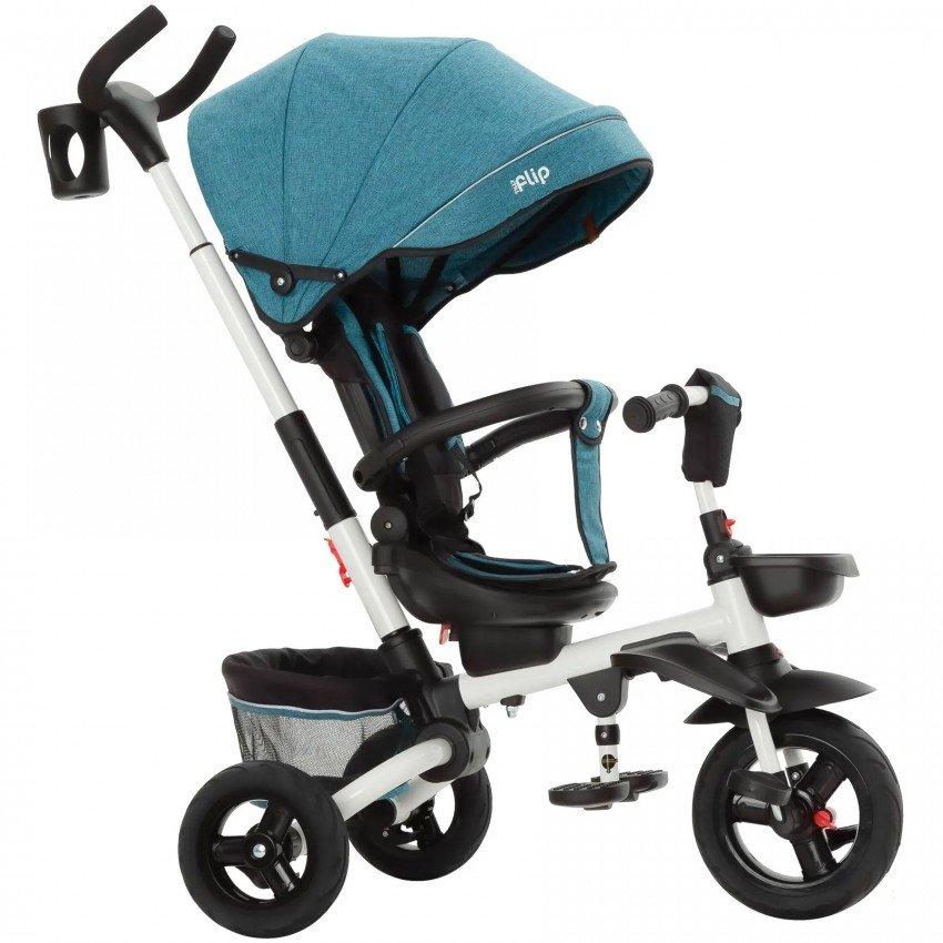 Велосипед триколісний з батьківською ручкою TILLY FLIP T-390/1, складається, поворотне сидіння, зелений