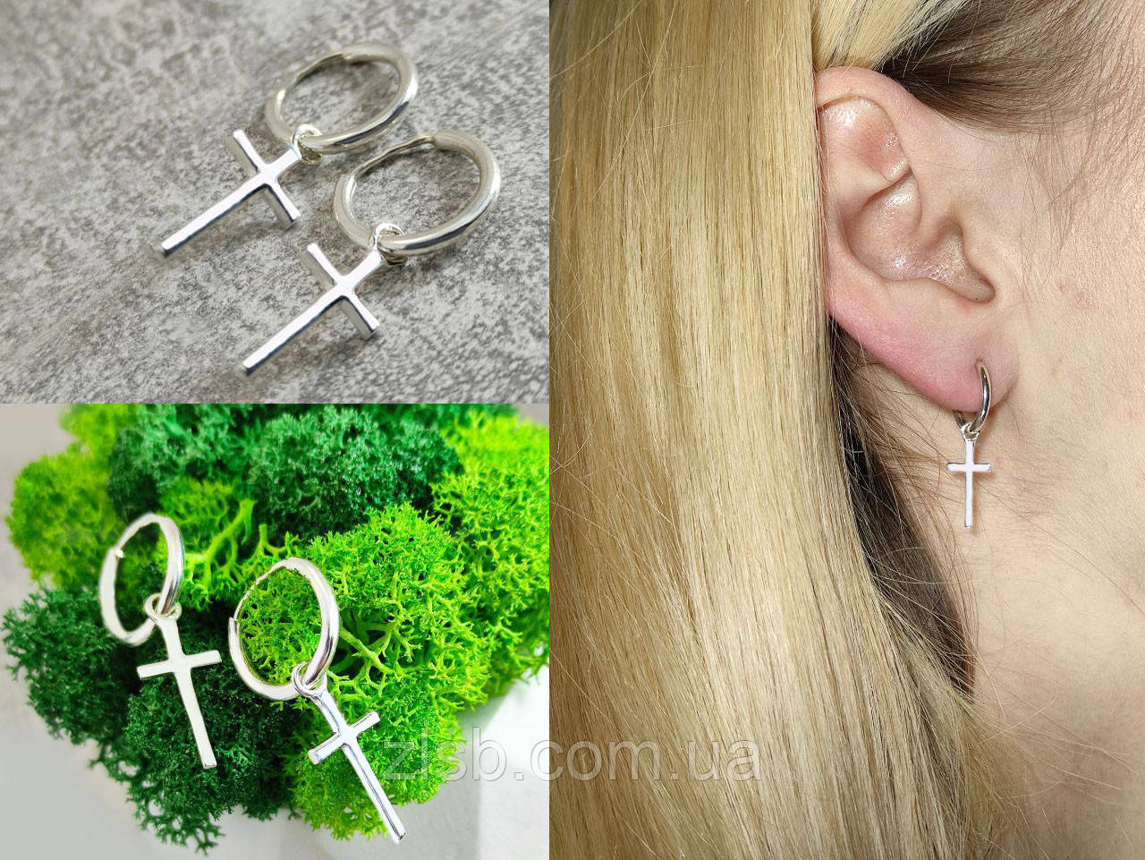 Срібні сережки з хрестиками. 222.1крс, фото 1