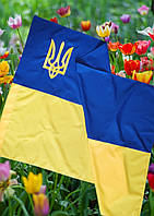 Великий прапор України із вишивкою Герб / 140х90 см