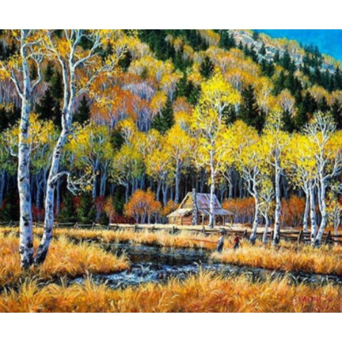 Картина за номерами 40х50 см DIY (без коробки) Будиночок у лісі (Y5062_O)