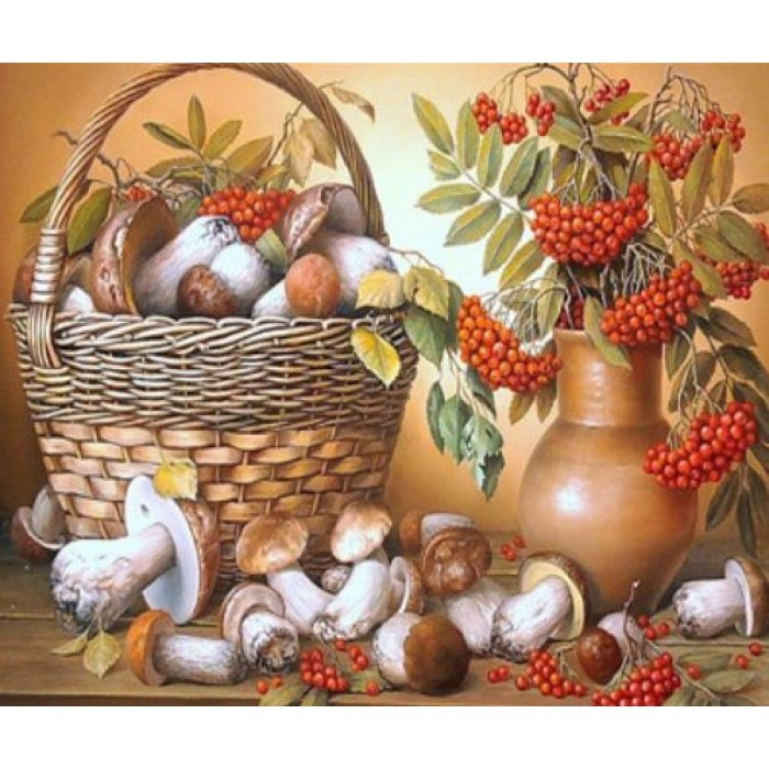Картина за номерами 30х40 см DIY (без коробки) Гриби в кошику (EKTL1406_O)