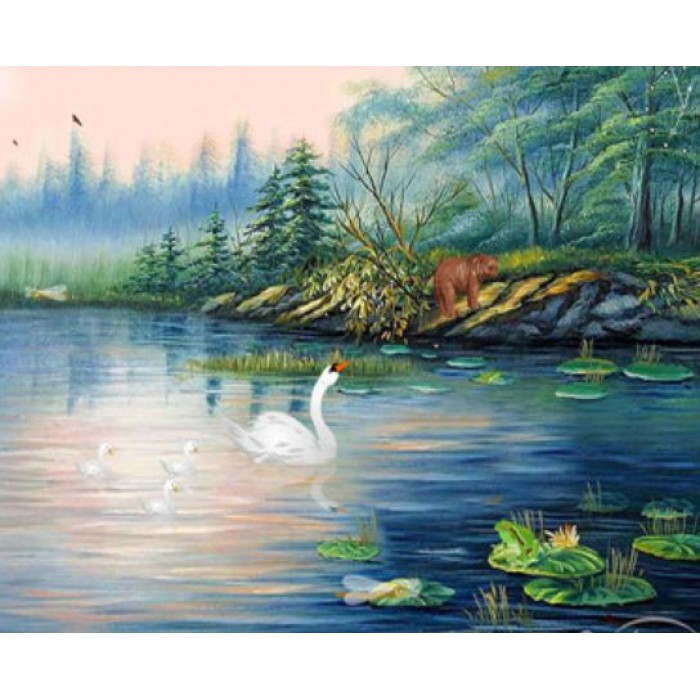 Картина за номерами 30х40 см DIY (без коробки) Лебідь (EKTL1601_O)