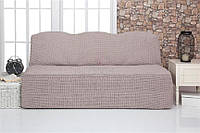 Чехол универсальный без оборки на 2-х и 3-х местный диван без подлокотников Venera 09-205 (жатка-креш) Какао