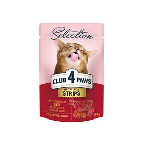 Клуб 4 лапи Premium Selection Смужки з яловичиною в крем-супі з броколі для котів