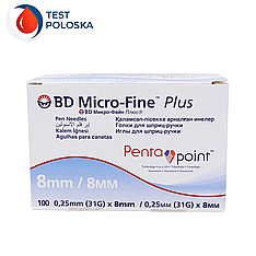 Голки для шприц-ручок BD Micro-Fine "МікроФайн" 8 мм 100 шт (1 пачка)
