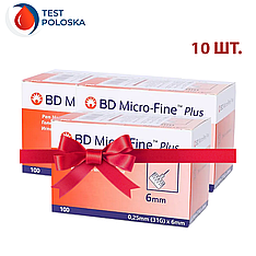 Голки для шприц-ручок BD Micro-Fine + "МікроФайн" 6 мм 100 шт (10 пачок)