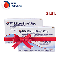 Голки для шприц-ручок BD Micro-Fine "МікроФайн" 8 мм 100 шт (2 пачки)