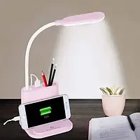 Аккумуляторная светодиодная настольная лампа 3 в1 с PowerBank Розовый