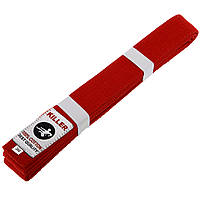 Пояс для кімоно KILLER для карате, дзюдо, айкідо, тхеквондо (довжина-240-280 см) червоний