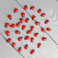 Дерев'яний декор жучок Сонечко без липучки 10 на 8 мм набір 33 шт.