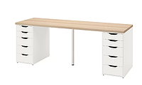 LAGKAPTEN/ALEX Письменный стол, эффект белого дуба/белый, 200х60 см, 494.176.53