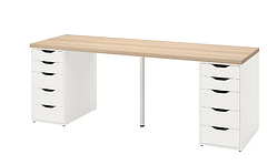 LAGKAPTEN / ALEX Письмовий стіл, ефект білого дуба/білий,200х60 см, 494.176.53