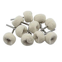 Набір вовняних насадок для полірування ювелірних виробів металу годинників хвостовик 3 мм (10 штук)