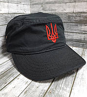 Кепка німка "мілітарі", чорна з тризубом, літня