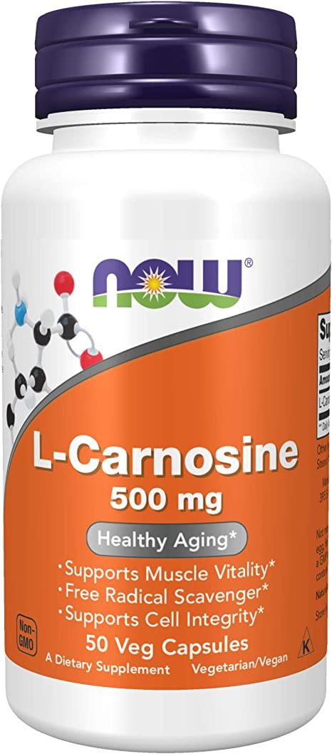NOW Foods, L-карнозин, 500 мг, 50 Раслінних капсул