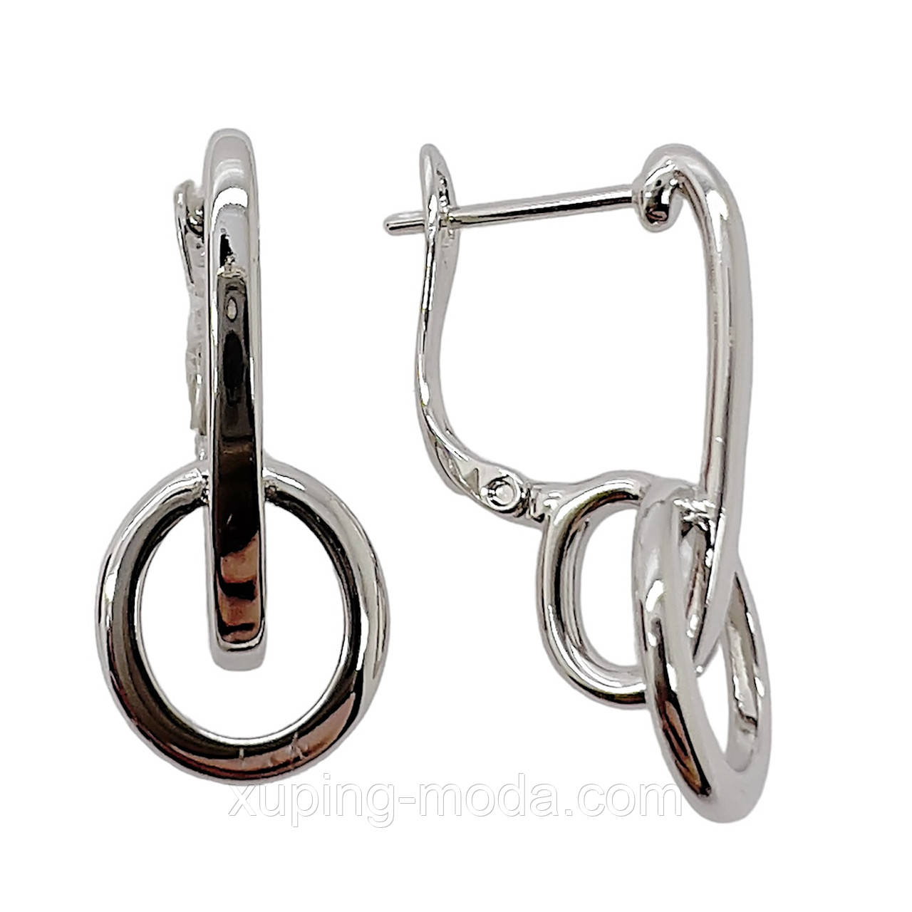 Сережки стильні xuping. 25х10 мм. Родий, фото 1