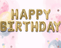 Фольгированная гирлянда-надпись золото, шары - буквы Happy Birthday, шары фольгированные размер 40 см