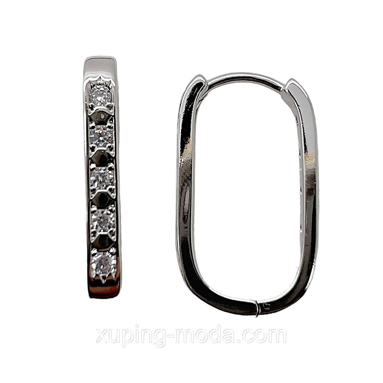 Сережки xuping. 20х3 мм. Родий, фото 1